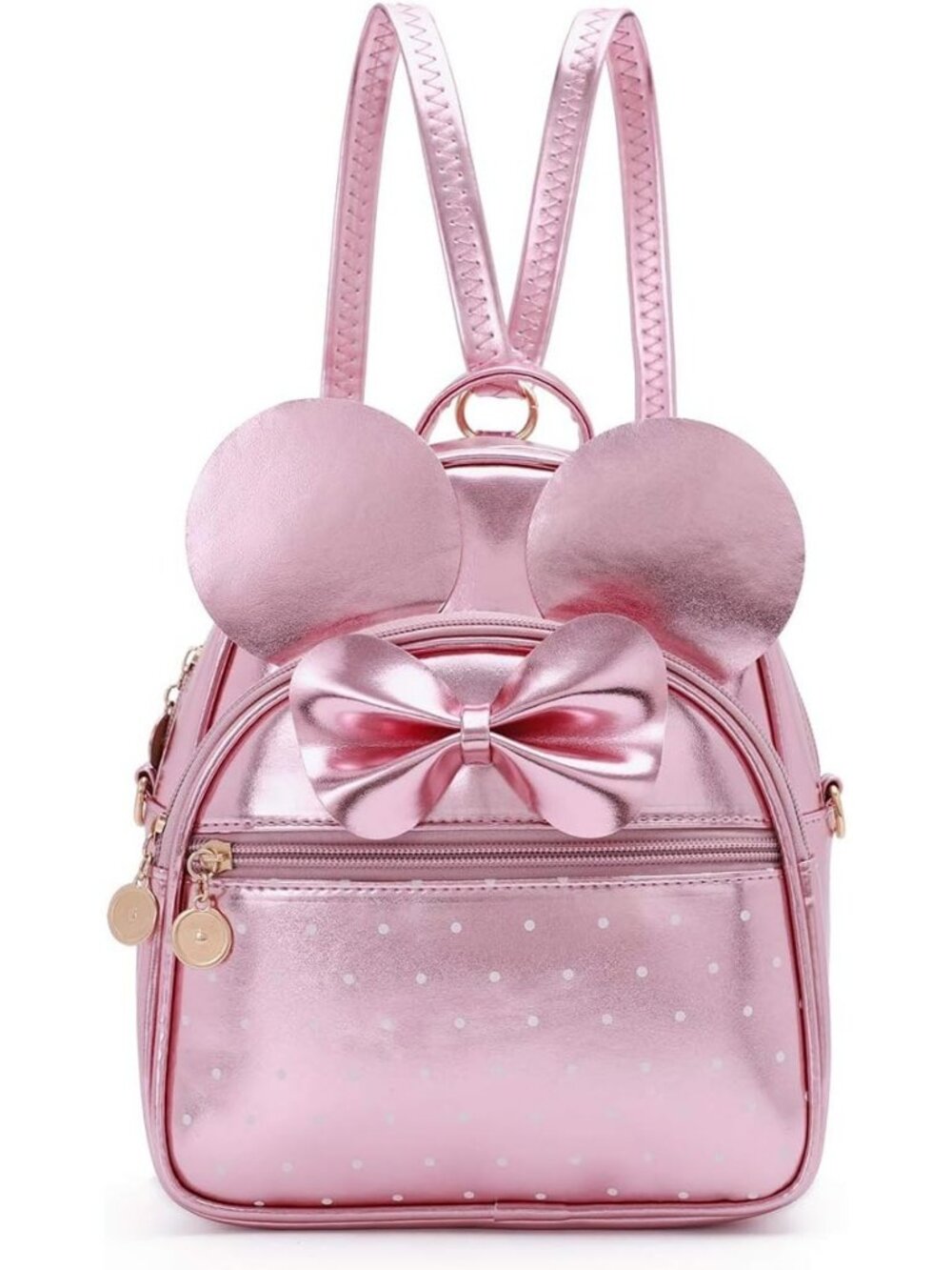 Women Girls Pink1 Mini Backpack Cute Bowknot Convertible Shoulder Bag